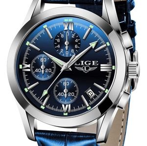 Mens Watch Leather Analog Quartz Wristwatch Men